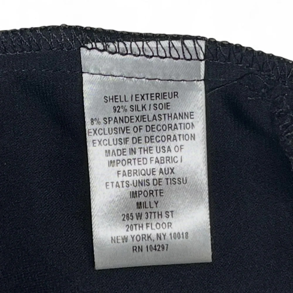 Milly NYC SILK Rhinestone Embellished Round Neck Layered Top Size 8 Blouse - Picture 7 of 8